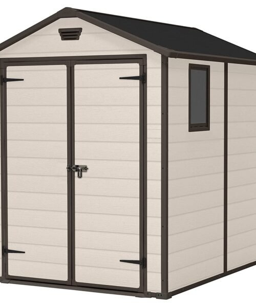 Keter 6′ x 8′ Manor Plastic Garden Storage Shed – Beige
