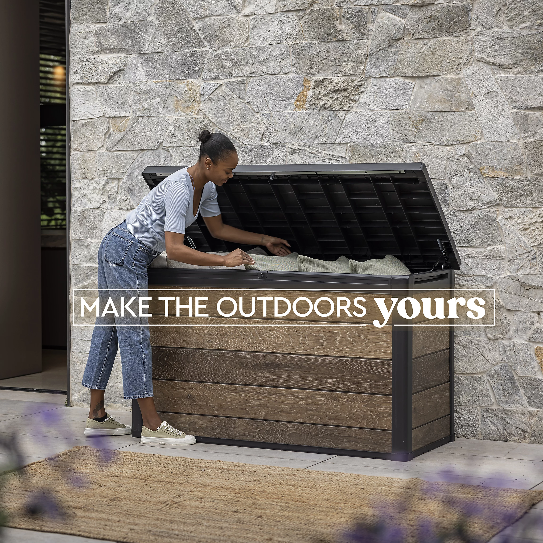 Keter Signature Decocoat Walnut 757L Garden storage box 900mm 1517mm - Image 8