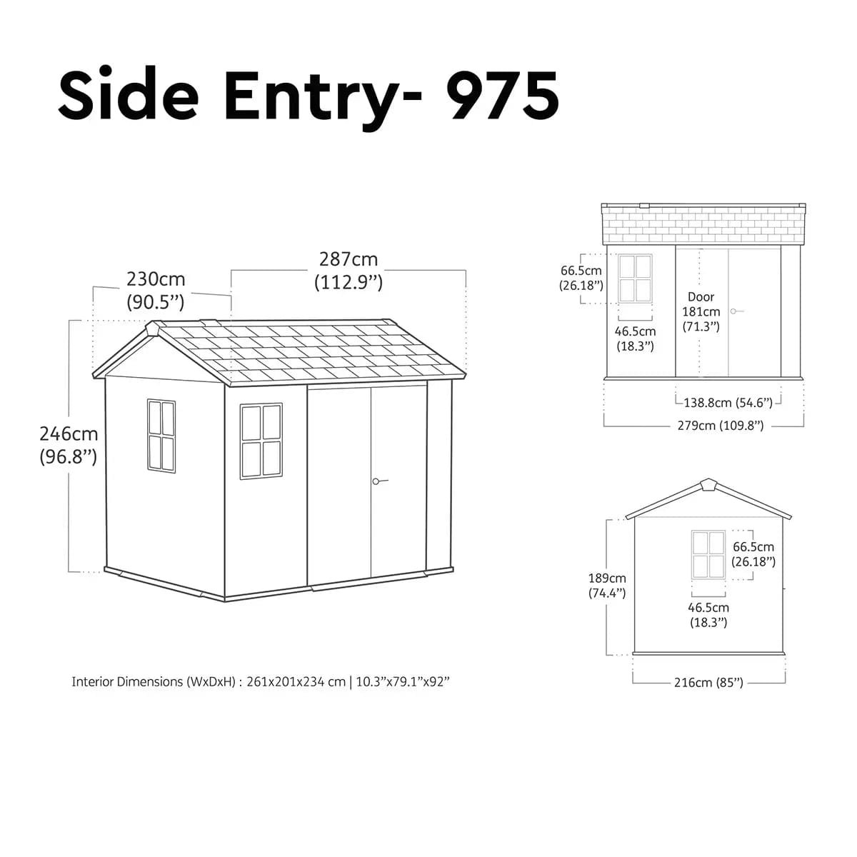Keter 9’x7.5′ Newton Plus Side Entry Plastic Shed – Dark Grey - Image 6